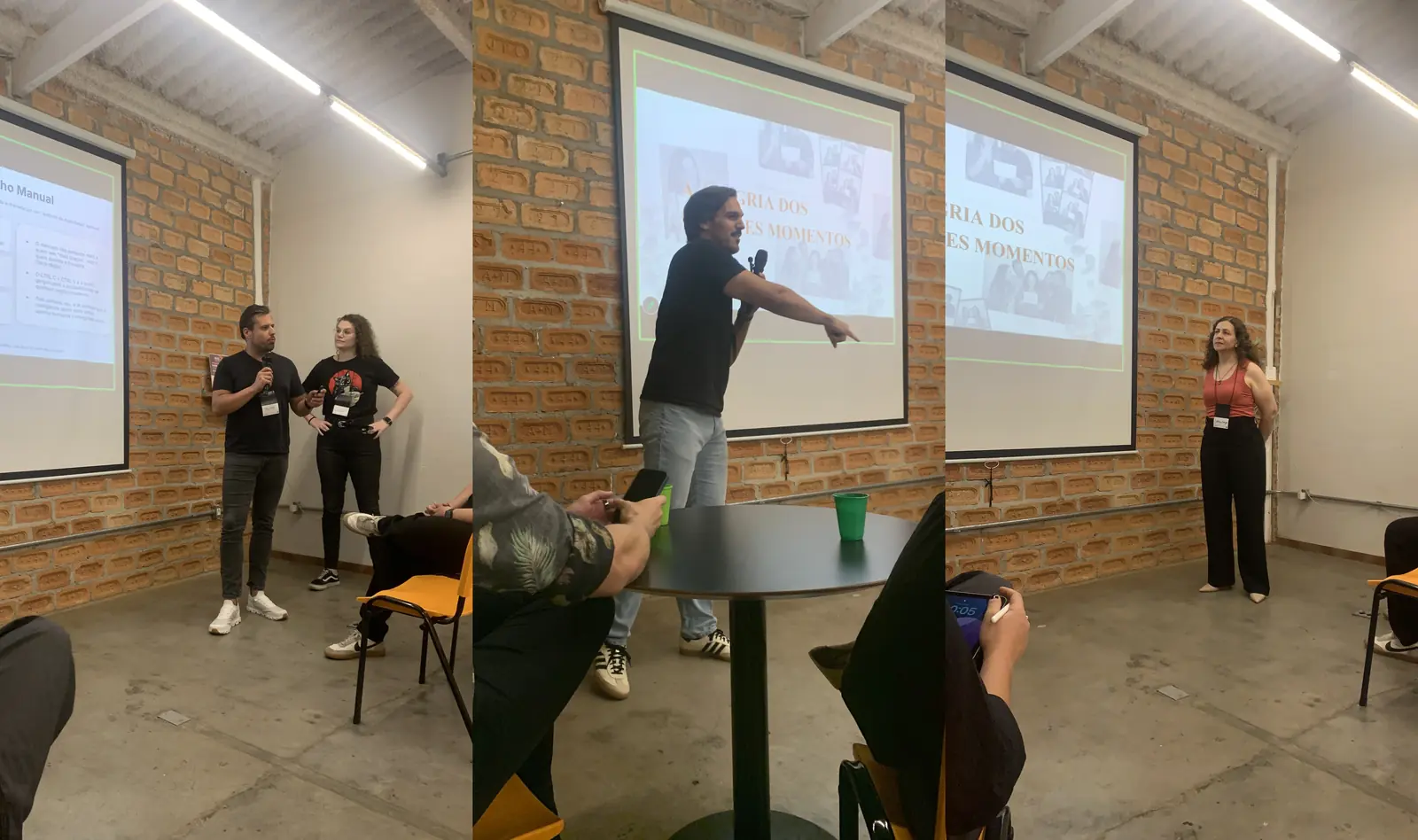 Projetos sendo apresentados no palco