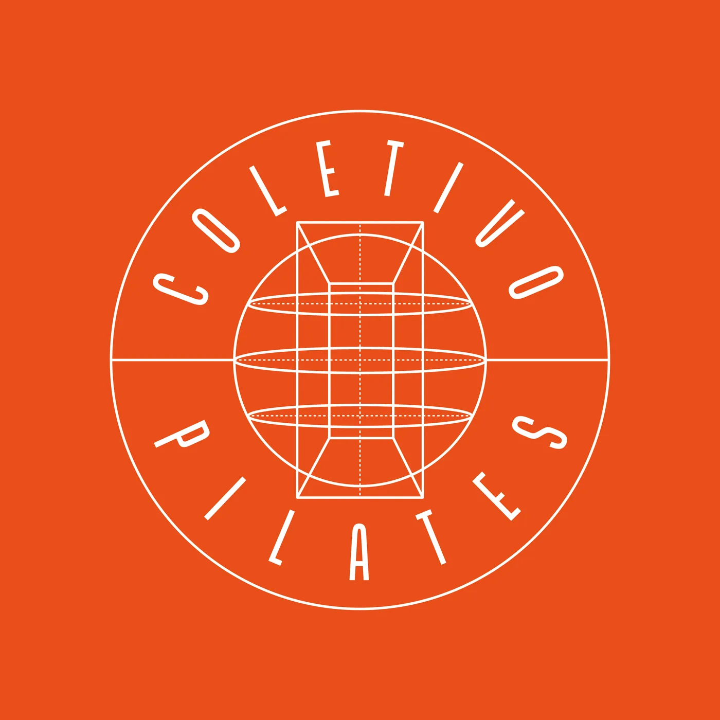 Versão principal do logotipo Coletivo Pilates em branco sobre fundo laranja