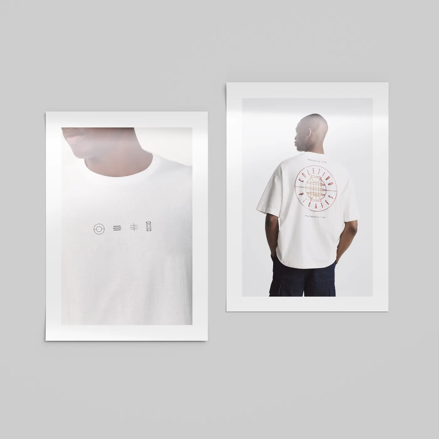 Camiseta branca com logotipo Coletivo Pilates aplicado nas costas