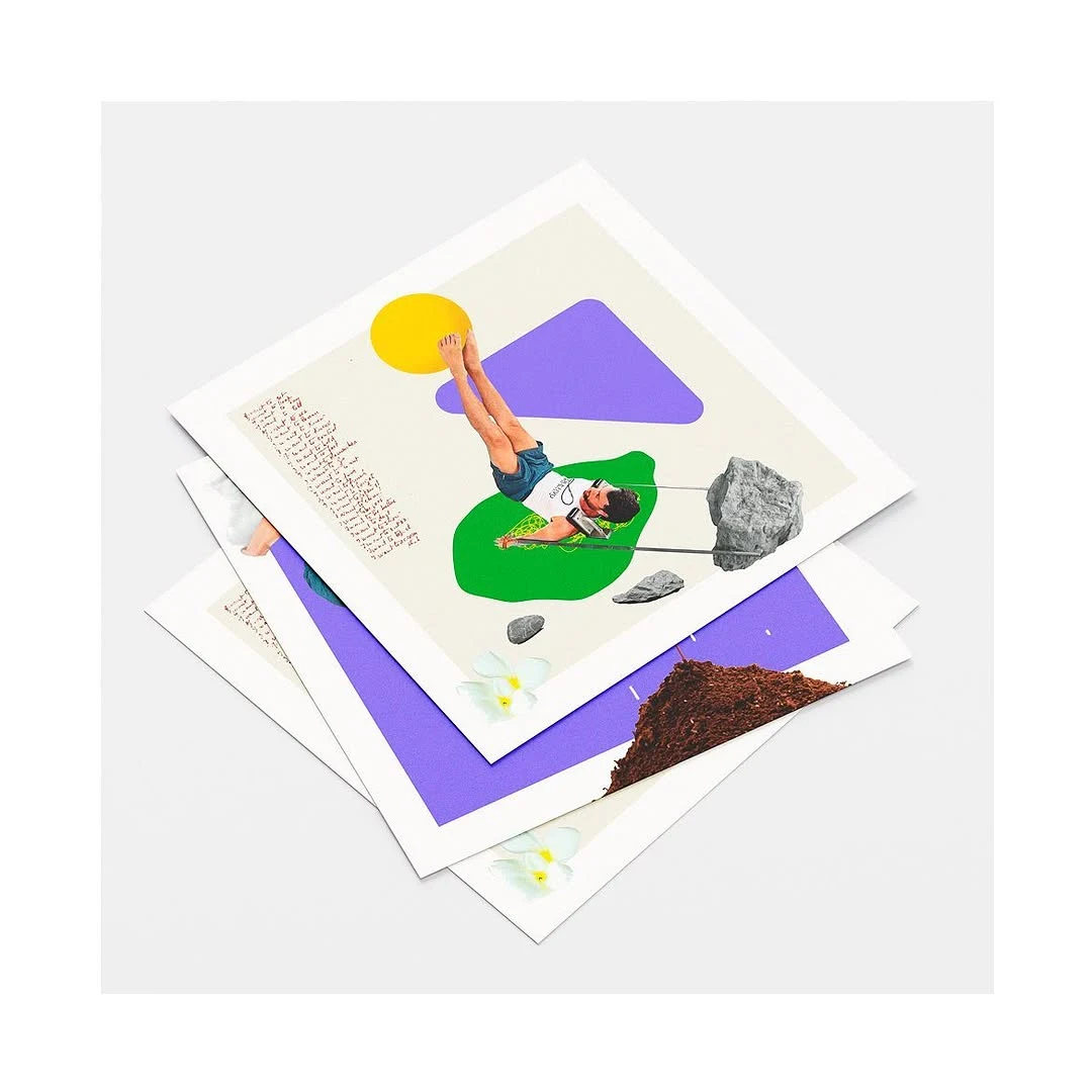 Colagem para Guilherme Rocha — composição com figura, formas geométricas e tons ocre